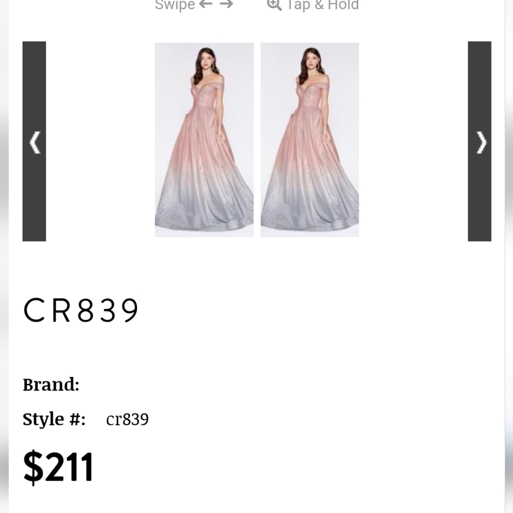 NWT CR839 Off shoulder ball gown with glitter ombre fabric Size 12 - Picture 4 of 9